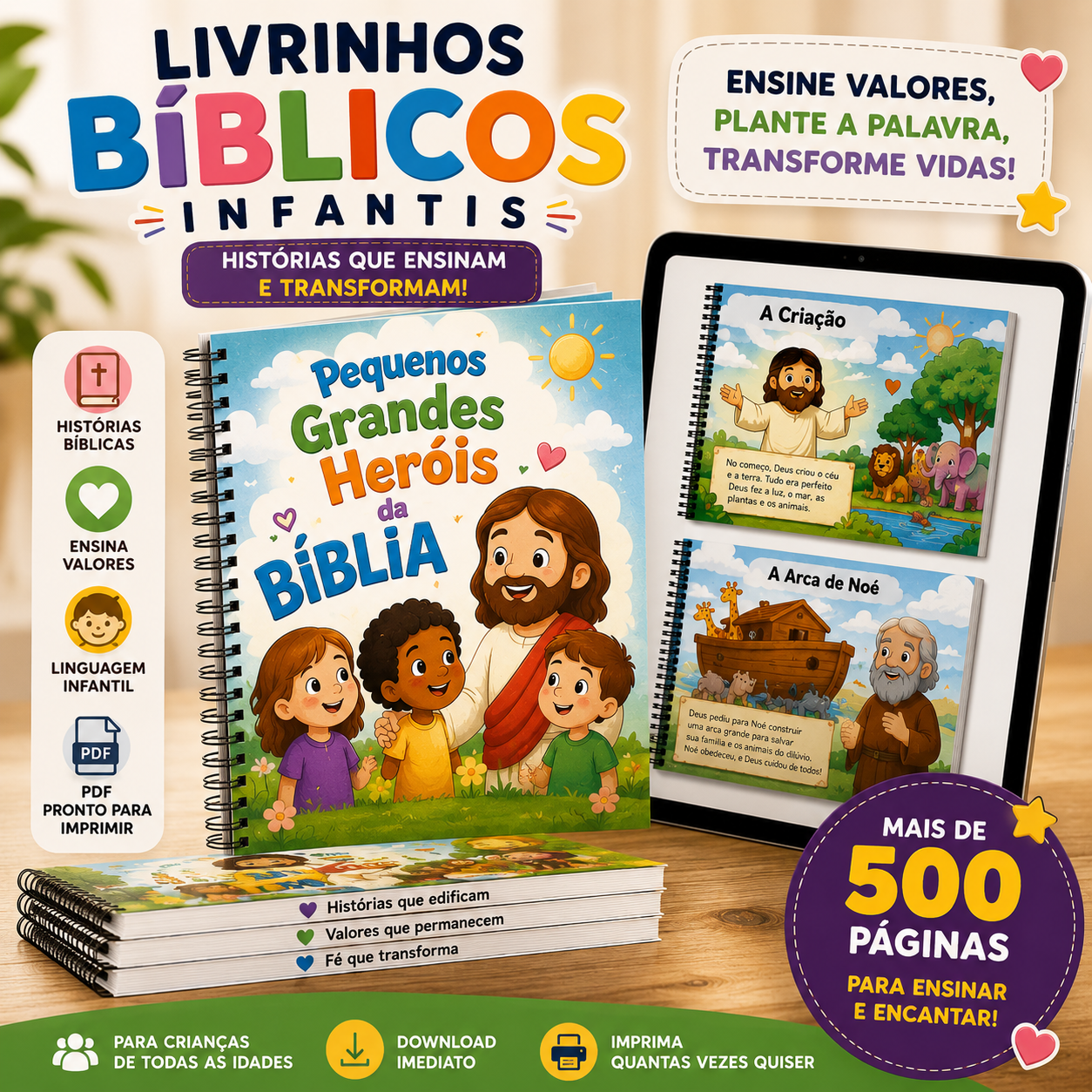 Livrinhos Bíblicos Infantis — Pequenos Grandes Heróis da Bíblia